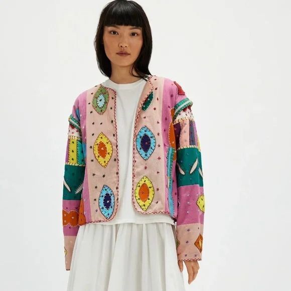 Free People Victoria Leivissa Jacket Evil Eye Embellished bohemian fairycore - Picture 1 of 14